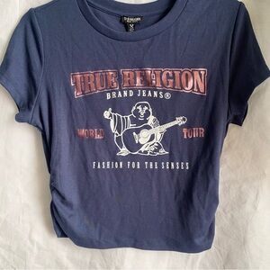 True Religion Ruched Metallic Logo Baby Tee